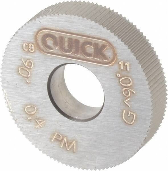 Value Collection - 9/16" Diam, 90° Tooth Angle, 64 TPI, Standard (Shape), Cut Type Powdered Metal High Speed Steel Straight Knurl Wheel - 0.118" Face Width, Circular Pitch, Bright Finish - Exact Industrial Supply