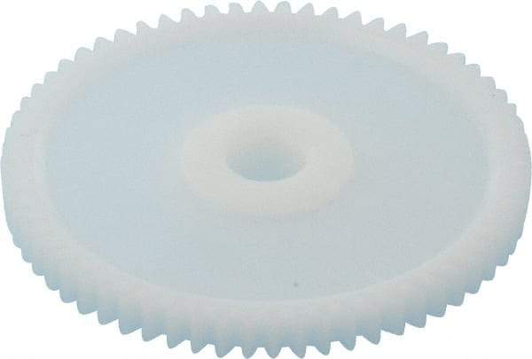 Made in USA - 32 Pitch, 2" Pitch Diam, 2-1/16" OD, 64 Tooth Spur Gear - 3/16" Face Width, 5/16" Bore Diam, 43/64" Hub Diam, 20° Pressure Angle, Acetal - Exact Industrial Supply