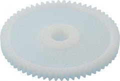 Made in USA - 32 Pitch, 2" Pitch Diam, 2-1/16" OD, 64 Tooth Spur Gear - 3/16" Face Width, 5/16" Bore Diam, 43/64" Hub Diam, 20° Pressure Angle, Acetal - Exact Industrial Supply