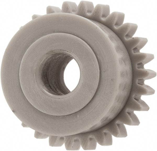 Made in USA - 48 Pitch, 0.542" Pitch Diam, 0.583" OD, 26 Tooth Spur Gear - 1/8" Face Width, 5/32" Bore Diam, 29/64" Hub Diam, 20° Pressure Angle, Acetal - Exact Industrial Supply