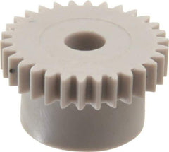 Made in USA - 48 Pitch, 5/8" Pitch Diam, 0.667" OD, 30 Tooth Spur Gear - 1/8" Face Width, 5/32" Bore Diam, 1/2" Hub Diam, 20° Pressure Angle, Acetal - Exact Industrial Supply