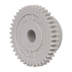 Made in USA - 48 Pitch, 0.833" Pitch Diam, 7/8" OD, 40 Tooth Spur Gear - 1/8" Face Width, 3/16" Bore Diam, 35/64" Hub Diam, 20° Pressure Angle, Acetal - Exact Industrial Supply