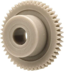 Made in USA - 48 Pitch, 1" Pitch Diam, 1.042" OD, 48 Tooth Spur Gear - 1/8" Face Width, 1/4" Bore Diam, 39/64" Hub Diam, 20° Pressure Angle, Acetal - Exact Industrial Supply