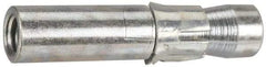 Wej-It - 1-1/4" Diam, 1-1/4" Drill, 5" OAL, 1/2" Min Embedment Drop-In Concrete Anchor - 12L14 Steel, Zinc-Plated Finish, Hex Nut Head, Hex Drive, 1-1/2" Thread Length - Exact Industrial Supply