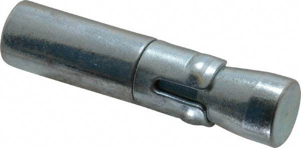 Wej-It - 7/8" Diam, 7/8" Drill, 3-13/16" OAL, 1/2" Min Embedment Drop-In Concrete Anchor - 12L14 Steel, Zinc-Plated Finish, 5/8" Hex Nut Head, 1-1/2" Thread Length - Exact Industrial Supply
