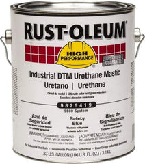 Rust-Oleum - 1 Gal Gloss Safety Blue Urethane Mastic - 162 to 274 Sq Ft/Gal Coverage, <340 g/L VOC Content, Direct to Metal - Exact Industrial Supply