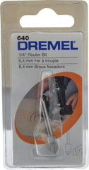 Dremel - 1/4" Diam, 1.2" Overall Length, High Speed Steel, V-Groove, Edge Profile Router Bit - 1/8" Shank Diam x 0.4" Shank Length, Uncoated - Exact Industrial Supply