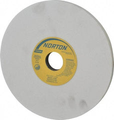 Norton - 8" Diam x 1-1/4" Hole x 1/2" Thick, J Hardness, 80 Grit Surface Grinding Wheel - Aluminum Oxide, Type 1, Medium Grade, 3,600 Max RPM, Vitrified Bond, No Recess - Exact Industrial Supply