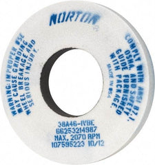 Norton - 12" Diam x 5" Hole x 1-1/2" Thick, I Hardness, 46 Grit Surface Grinding Wheel - Aluminum Oxide, Type 1, Coarse Grade, 2,070 Max RPM, Vitrified Bond, No Recess - Exact Industrial Supply