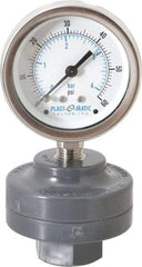 Plast-O-Matic - 60 Max psi, 2 Inch Dial Diameter, PVC Pressure Gauge Guard and Isolator - 3% Accuracy - Exact Industrial Supply