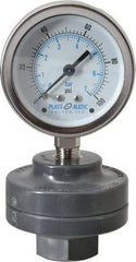 Plast-O-Matic - 100 Max psi, 2 Inch Dial Diameter, PVC Pressure Gauge Guard and Isolator - 3% Accuracy - Exact Industrial Supply