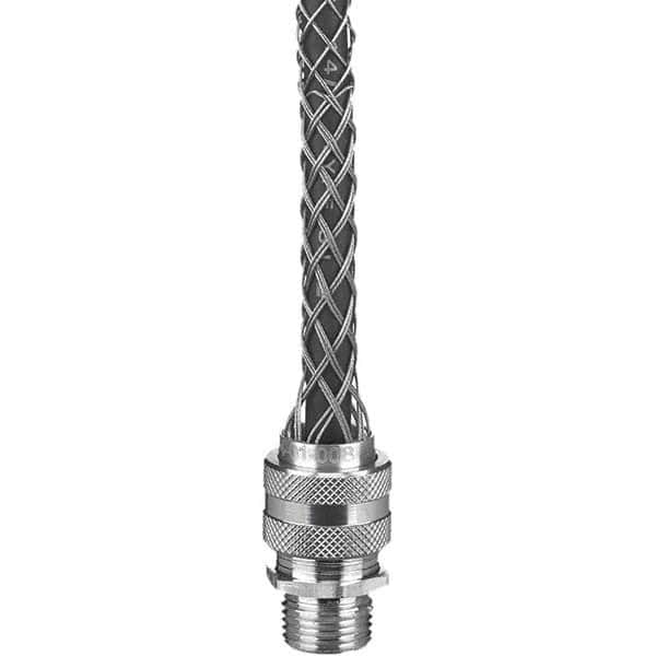 0.37 to 0.43″ Liquidtight Straight Strain Relief Cord Grip 3/8 NPT, 7″ Mesh Length, Aluminum