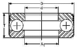 INA Bearing - 3-1/4" Inside x 4.969" Outside Diam, 1" Thick, Steel Ball Thrust Bearing - 56,000 Lbs. Static Capacity, 18,800 Max Pressure x Velocity - Exact Industrial Supply