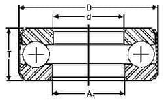 INA Bearing - 3-1/4" Inside x 4.969" Outside Diam, 1" Thick, Steel Ball Thrust Bearing - 56,000 Lbs. Static Capacity, 18,800 Max Pressure x Velocity - Exact Industrial Supply