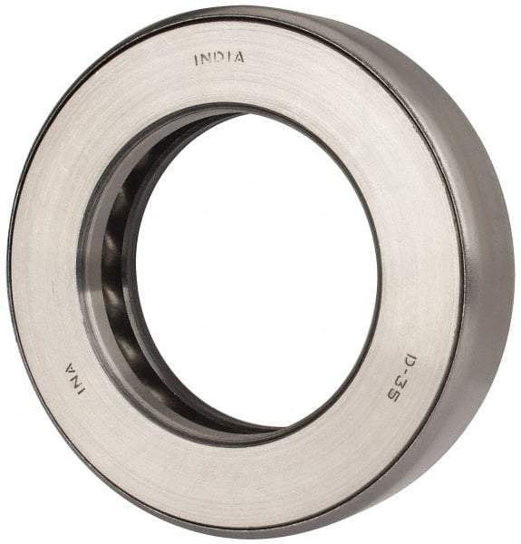 INA Bearing - 2-5/8" Inside x 4.344" Outside Diam, 1" Thick, Steel Ball Thrust Bearing - 49,000 Lbs. Static Capacity, 18,100 Max Pressure x Velocity - Exact Industrial Supply