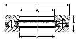 INA Bearing - 1-7/8" Inside x 3-7/32" Outside Diam, 13/16" Thick, Steel Ball Thrust Bearing - 17,500 Lbs. Static Capacity, 6,900 Max Pressure x Velocity - Exact Industrial Supply