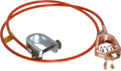 Hubbell Workplace - 19 AWG, 3 Ft., Alligator Clip, C-Clamp, Grounding Cable with Clamps - Orange, Federal Specification A-A-59466-010 - Exact Industrial Supply