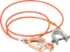 Hubbell Workplace - 19 AWG, 5 Ft., Alligator Clip, C-Clamp, Grounding Cable with Clamps - Orange, Federal Specification A-A-59466-010 - Exact Industrial Supply