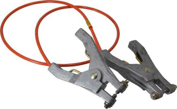 Hubbell Workplace - 19 AWG, 3 Ft., Hand Clamp, Grounding Cable with Clamps - Orange, Includes 2 Hand Clamps - Exact Industrial Supply