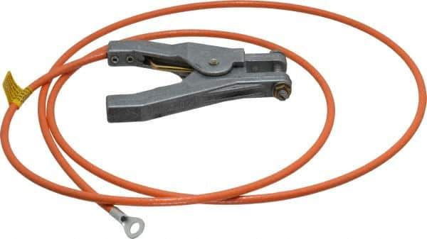 Hubbell Workplace - 19 AWG, 5 Ft., Hand Clamp, Terminal, Grounding Cable with Clamps - Orange - Exact Industrial Supply