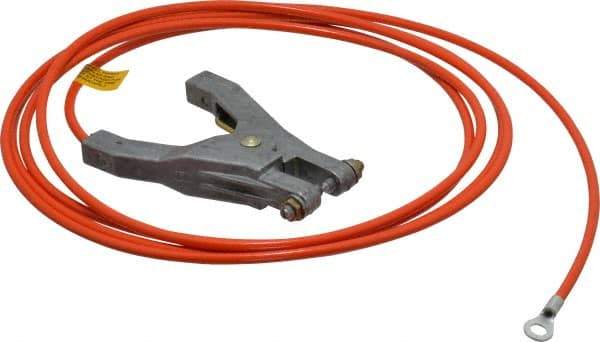 Hubbell Workplace - 19 AWG, 10 Ft., Hand Clamp, Terminal, Grounding Cable with Clamps - Orange - Exact Industrial Supply