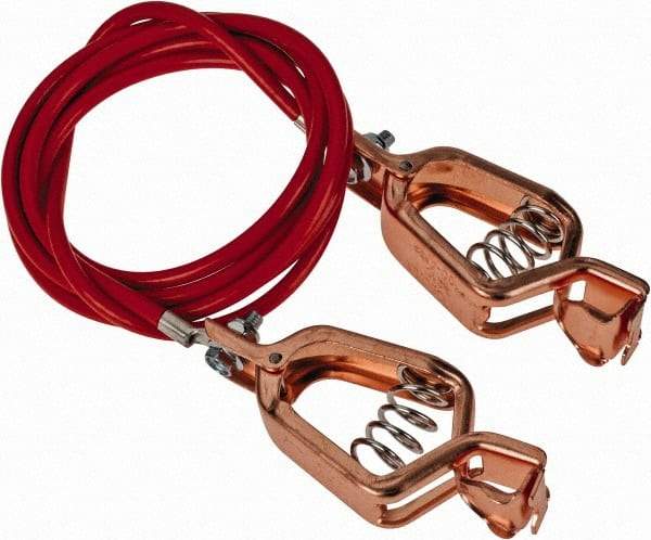 Hubbell Workplace - 19 AWG, 5 Ft., Alligator Clip, Grounding Cable with Clamps - Noninsulated, Includes 2 Alligator Clips, Federal Specification A-A-59466-010 - Exact Industrial Supply