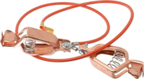 Hubbell Workplace - 19 AWG, 3 Ft., Alligator Clip, Grounding Cable with Clamps - Orange, Includes 2 Alligator Clips, Federal Specification A-A-59466-010 - Exact Industrial Supply
