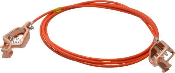 Hubbell Workplace - 19 AWG, 10 Ft., Alligator Clip, Grounding Cable with Clamps - Orange, Includes 2 Alligator Clips, Federal Specification A-A-59466-010 - Exact Industrial Supply
