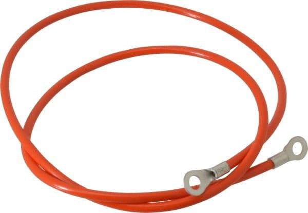 Hubbell Workplace - 19 AWG, 3 Ft., Terminal, Grounding Cable with Clamps - Orange, Includes (2) 1/4 Inch Terminals - Exact Industrial Supply