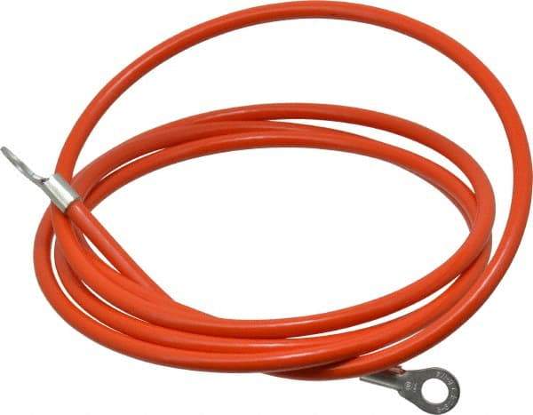 Hubbell Workplace - 19 AWG, 5 Ft., Terminal, Grounding Cable with Clamps - Orange, Includes (2) 1/4 Inch Terminals - Exact Industrial Supply