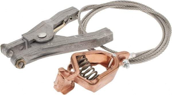 Hubbell Workplace - 19 AWG, 5 Ft., Alligator Clip, Hand Clamp, Grounding Cable with Clamps - Noninsulated, Federal Specification A-A-59466-010 - Exact Industrial Supply