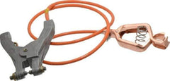 Hubbell Workplace - 19 AWG, 3 Ft., Alligator Clip, Hand Clamp, Grounding Cable with Clamps - Orange, Federal Specification A-A-59466-010 - Exact Industrial Supply
