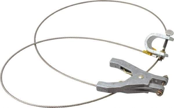 Hubbell Workplace - 19 AWG, 5 Ft., C-Clamp, Hand Clamp, Grounding Cable with Clamps - Noninsulated - Exact Industrial Supply