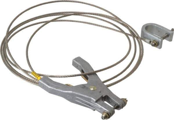 Hubbell Workplace - 19 AWG, 10 Ft., C-Clamp, Hand Clamp, Grounding Cable with Clamps - Noninsulated - Exact Industrial Supply