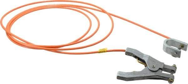 Hubbell Workplace - 19 AWG, 10 Ft., C-Clamp, Hand Clamp, Grounding Cable with Clamps - Orange - Exact Industrial Supply