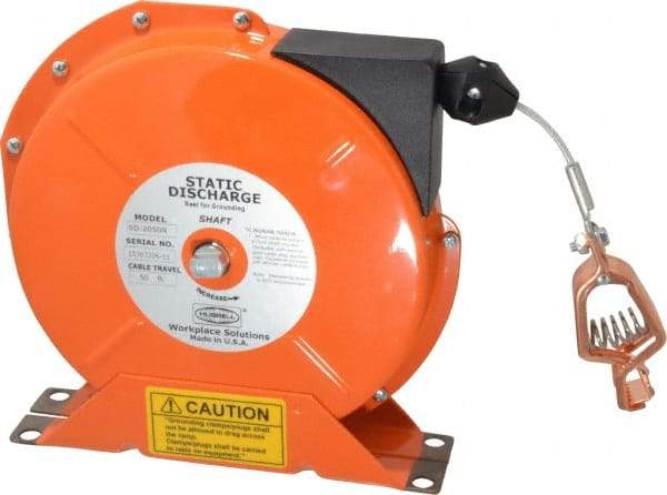 Hubbell Workplace - 1/8 Inch x 50 Ft. Stranded Cable Grounding Reel - Spring Driven Reel - Exact Industrial Supply