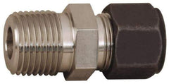 Parker - 3/4" OD, Stainless Steel Male Connector - 1-3/8" Hex, Comp x MNPT Ends - Exact Industrial Supply