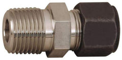 Parker - 1/2" OD, Stainless Steel Male Connector - 1-3/8" Hex, Comp x MNPT Ends - Exact Industrial Supply