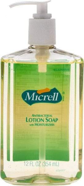 MICRELL - 12 oz Pump Bottle Liquid Soap - Antibacterial, Amber, Light Fragrance Scent - Exact Industrial Supply