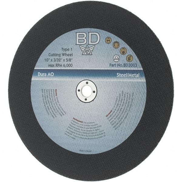 Value Collection - 10" Aluminum Oxide Cutoff Wheel - 3/32" Thick, 5/8" Arbor, 6,000 Max RPM - Exact Industrial Supply