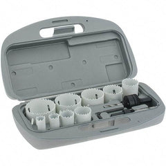 Value Collection - 9 Piece, 3/4" to 2-1/4" Saw Diam, Maintenance Hole Saw Kit - Bi-Metal, Includes 6 Hole Saws - Exact Industrial Supply