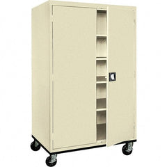 Sandusky Lee - 5 Shelf Mobile Storage Cabinet - Steel, 46" Wide x 24" Deep x 72" High, Putty - Exact Industrial Supply