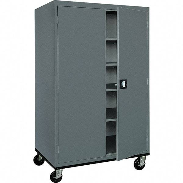 Sandusky Lee - 5 Shelf Mobile Storage Cabinet - Steel, 46" Wide x 24" Deep x 72" High, Charcoal Gray - Exact Industrial Supply