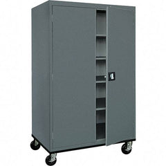 Sandusky Lee - 5 Shelf Mobile Storage Cabinet - Steel, 46" Wide x 24" Deep x 72" High, Charcoal Gray - Exact Industrial Supply