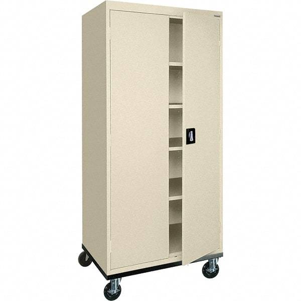 Sandusky Lee - 5 Shelf Mobile Storage Cabinet - Steel, 36" Wide x 24" Deep x 72" High, Putty - Exact Industrial Supply