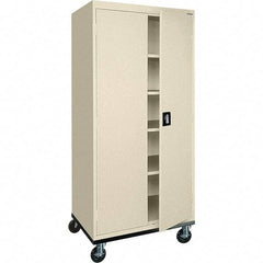 Sandusky Lee - 5 Shelf Mobile Storage Cabinet - Steel, 36" Wide x 24" Deep x 72" High, Putty - Exact Industrial Supply