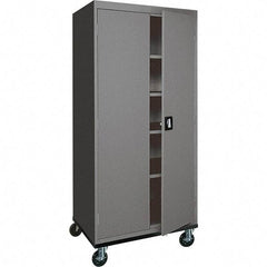 Sandusky Lee - 5 Shelf Mobile Storage Cabinet - Steel, 36" Wide x 24" Deep x 72" High, Charcoal Gray - Exact Industrial Supply