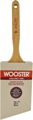Wooster Brush - 3-1/2" Angled Nylon/Polyester Sash Brush - 3-3/8" Bristle Length, 7.44" Maple Fluted Handle - Exact Industrial Supply