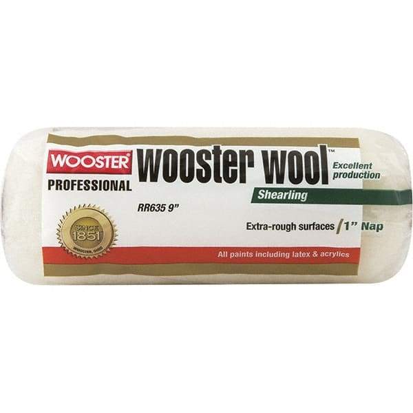 Wooster Brush - 1" Nap, 9" Wide Paint Roller - Rough Texture, Lambswool - Exact Industrial Supply