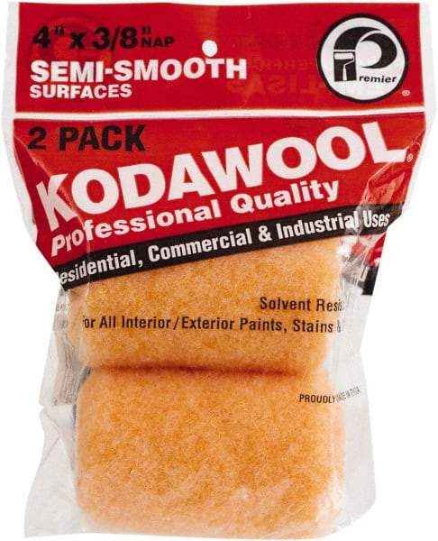 Premier Paint Roller - 3/8" Nap, 4" Wide Paint Roller Cover - Semi-Smooth Texture, Polyester & Wool - Exact Industrial Supply